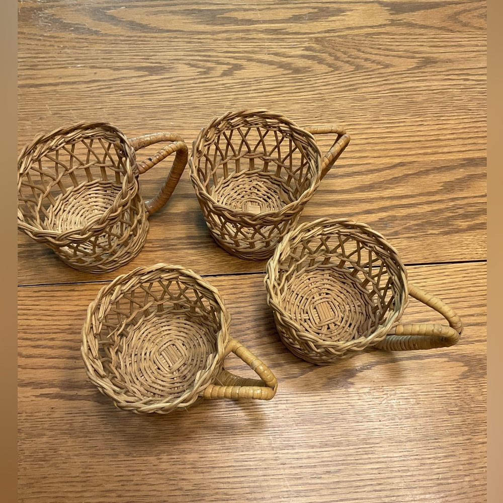Vintage rattan glass holders. Set of 4.